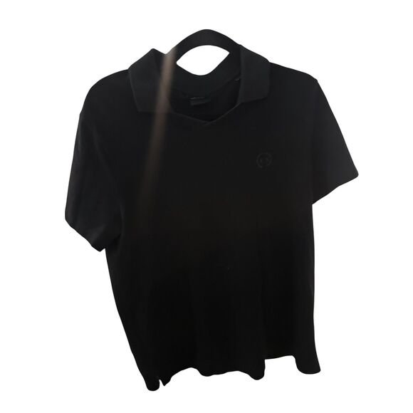 AX Armani Exchange Polo Top for Men V Neck Short Sleeves Collared Sz L Black - Picture 2 of 9